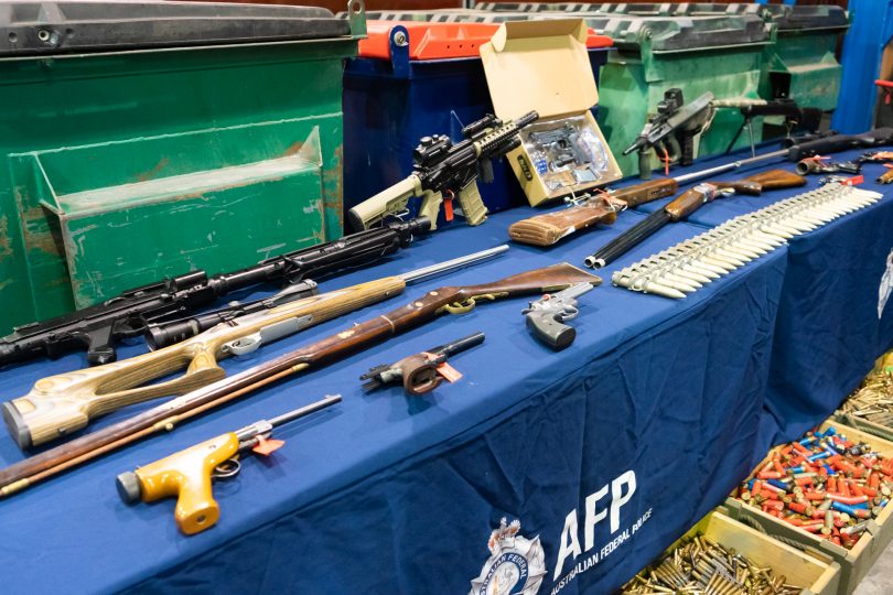 A table of seized firearms by Australian Federal Police