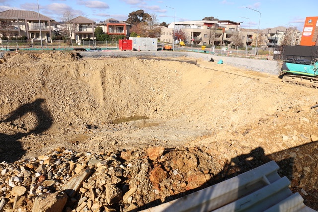 Excavated development site for The Establishment in Gungahlin