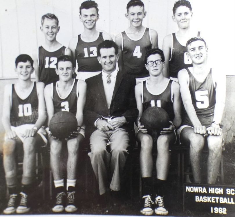 Phil Lynch in Nowra High School basketball team photo from 1962