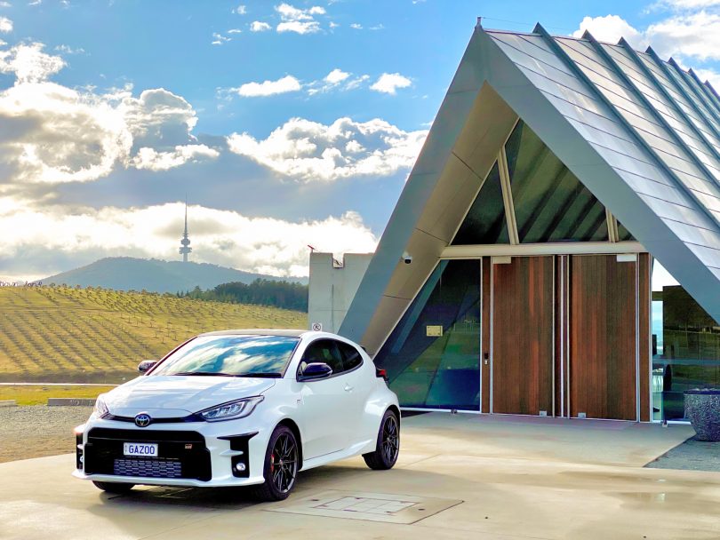 Toyota Yaris GR parked at Margaret Whitlam Pavilion at National Arboretum