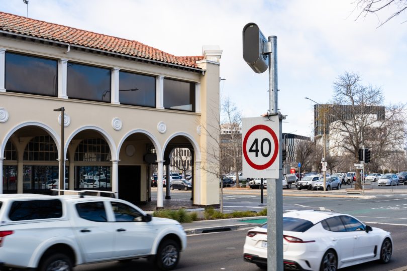 Speed camera and 40km/h sign on Northbourne Avenue
