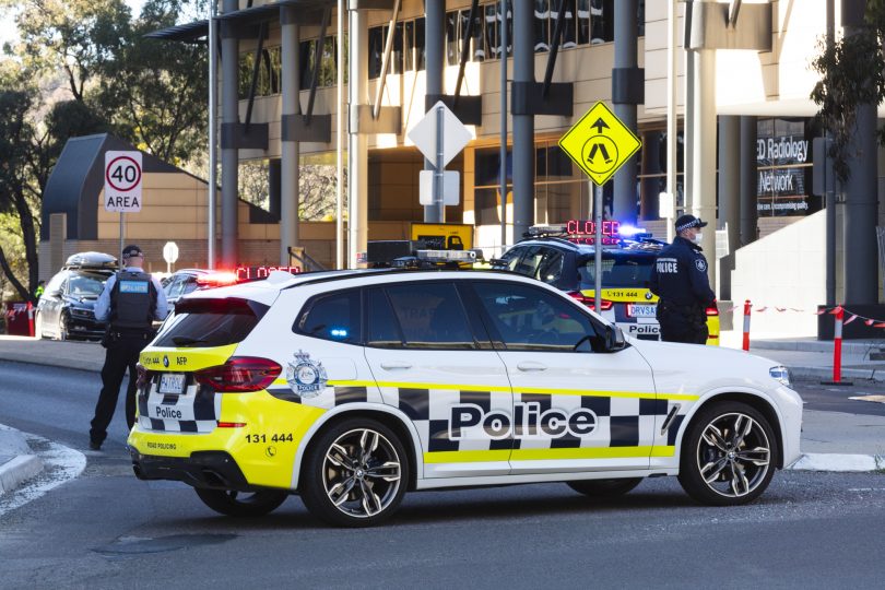 ACT Policing vehicle blocking road