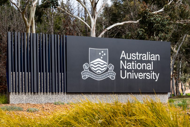 Sign at entrance to Australian National University