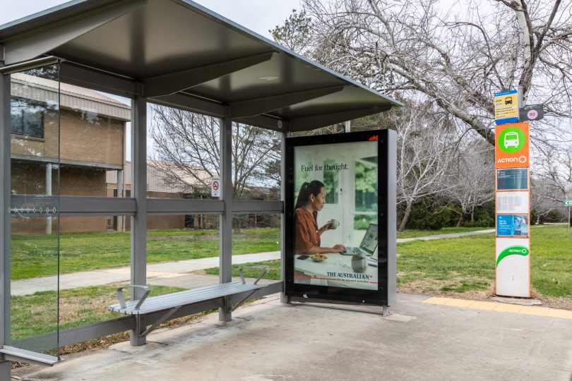 An ad at a bus stop