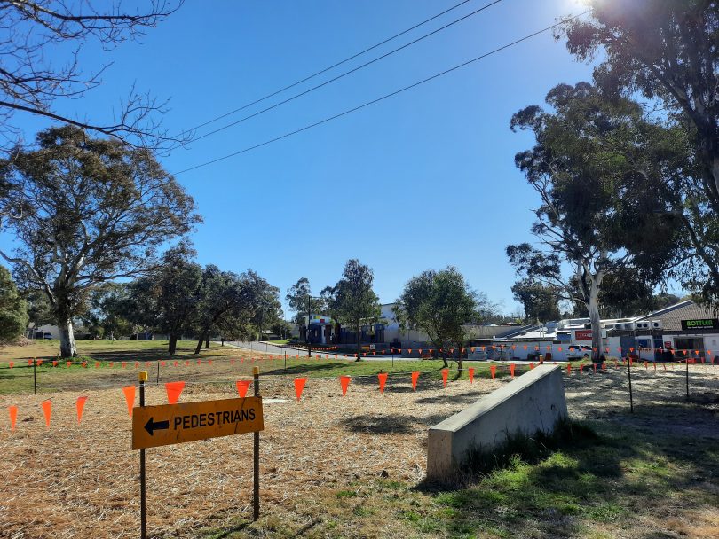 Site looking towards the shops