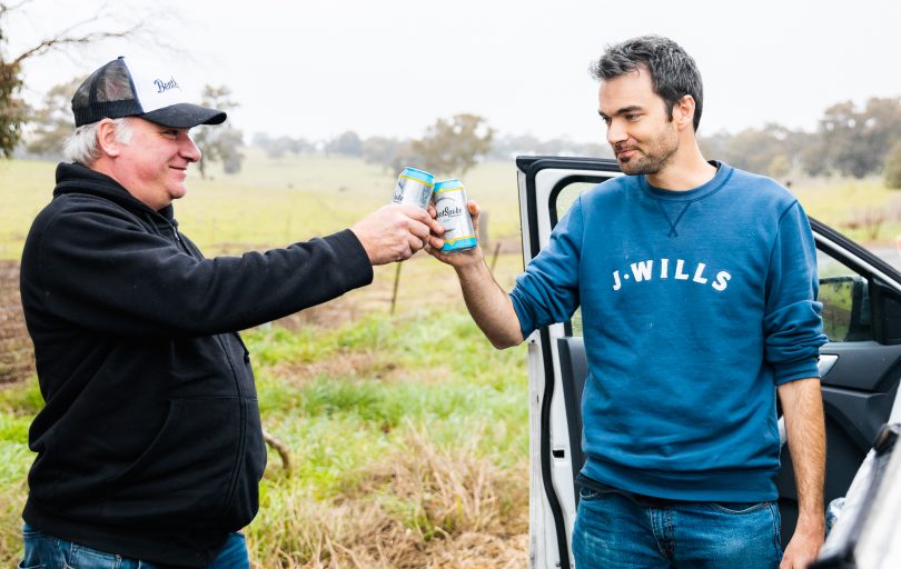 Richard Watkins and Dr James Gilbert sharing a beer