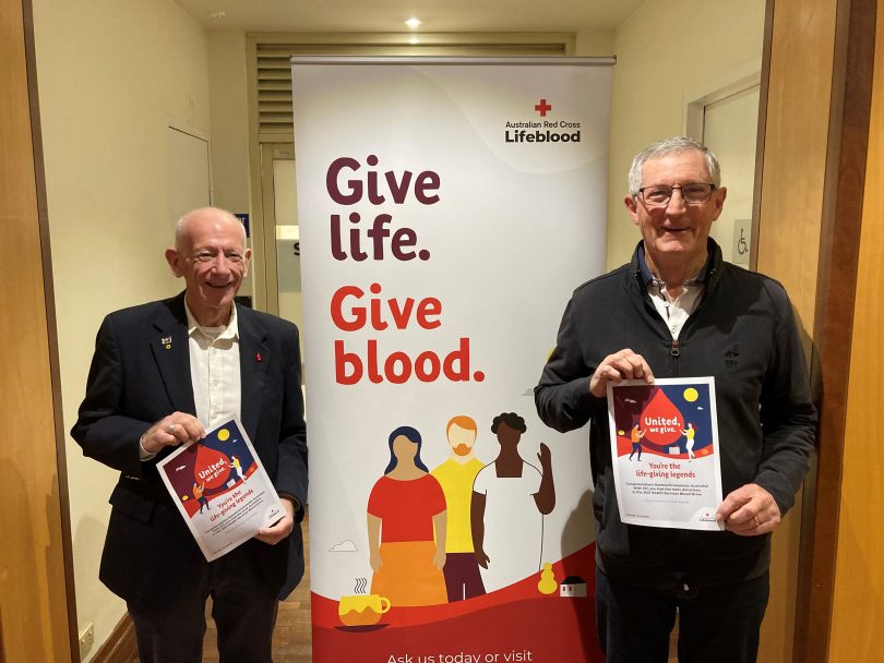 Jeff Hobson and John Payne with Lifeblood certificates