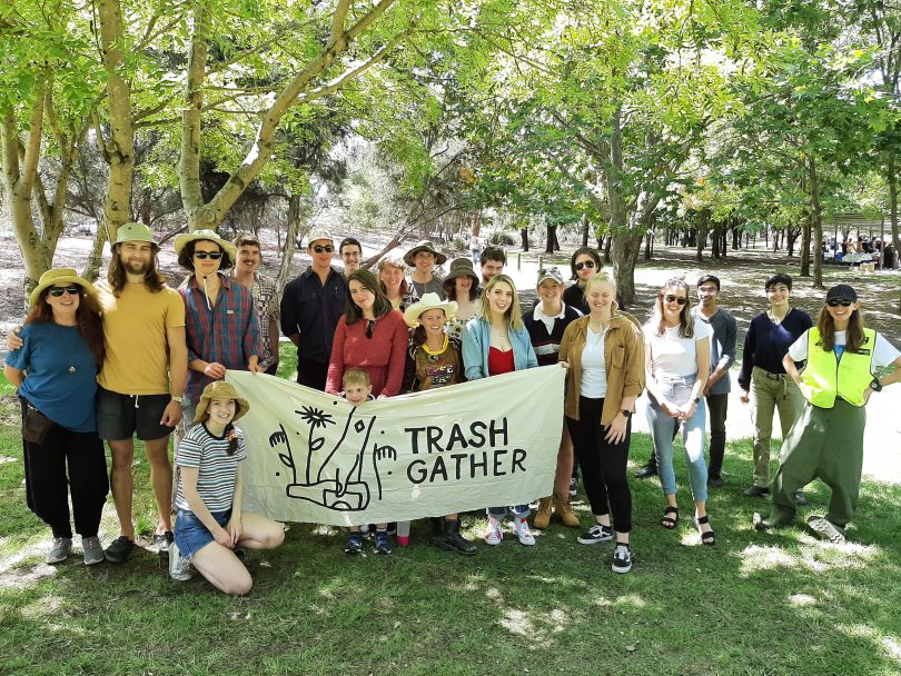 group of trash gatherers at lake ginninderra