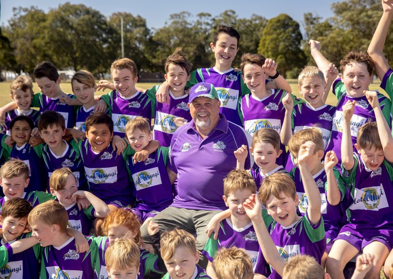 Terry Williams with kids from Westlakes Wildcats soccer club