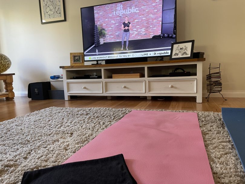 Pink yoga mat and hit republic workout