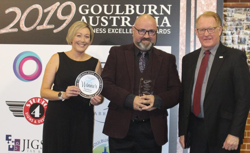 Danae Vitnell, Paul Scott-Williams and Bob Kirk at 2019 Goulburn Business Awards