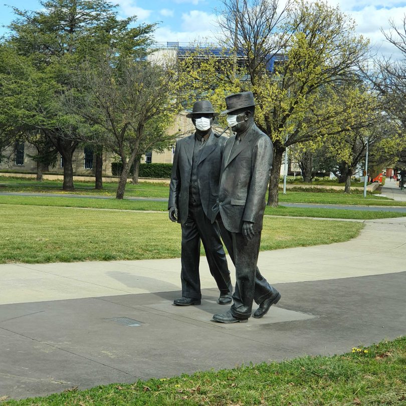 John Curtin and Ben Chifley statues in Parkes