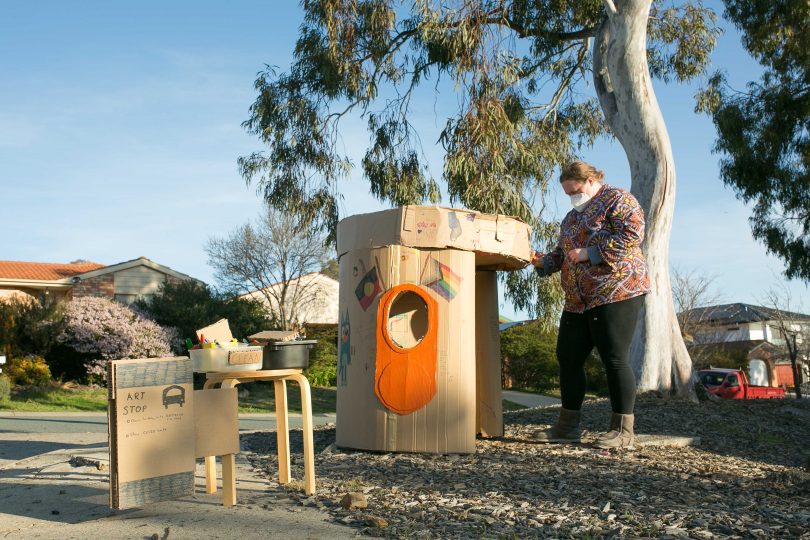 Kirrily Burnett's cardboard bus stop