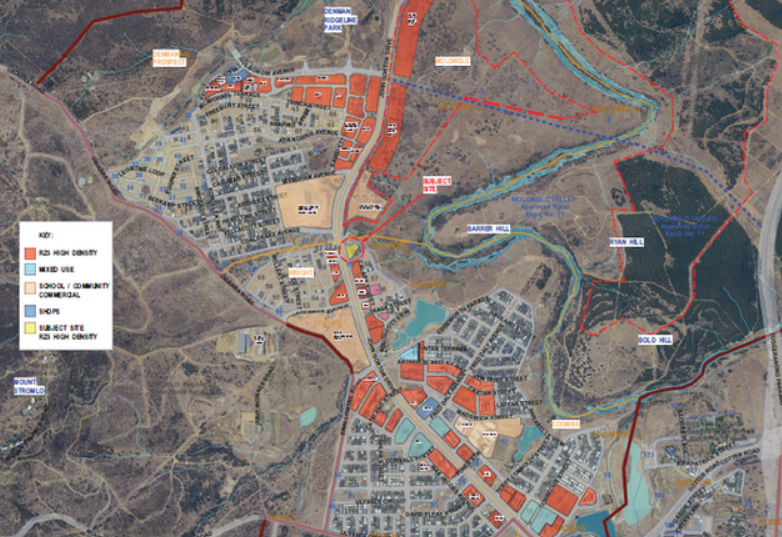 Overlay map image of Coombs Gough apartments site