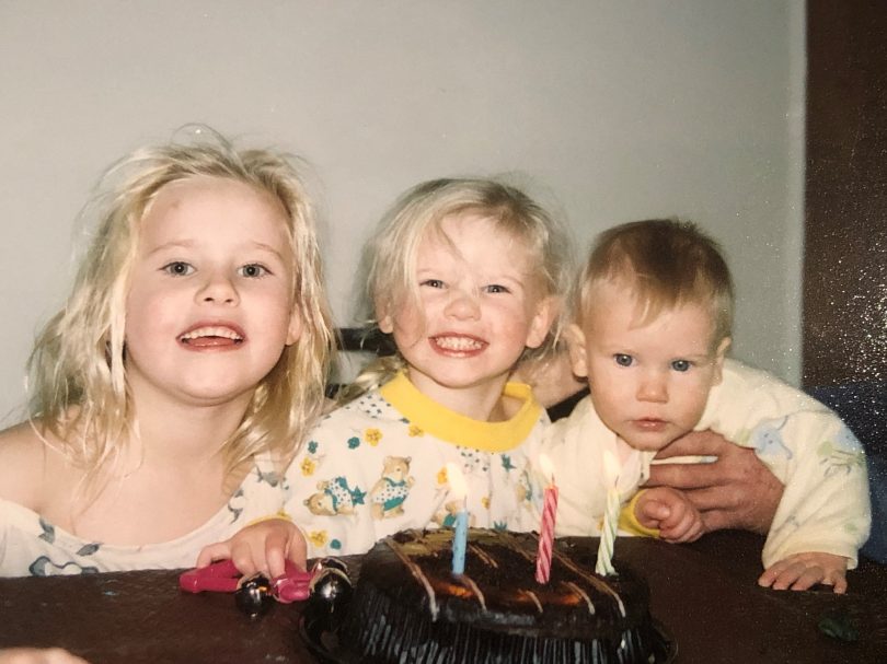 Miah Jagoe-Shaw with sisters Cody and Paige as young children