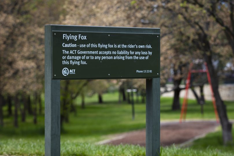 Playground Flying Fox sign