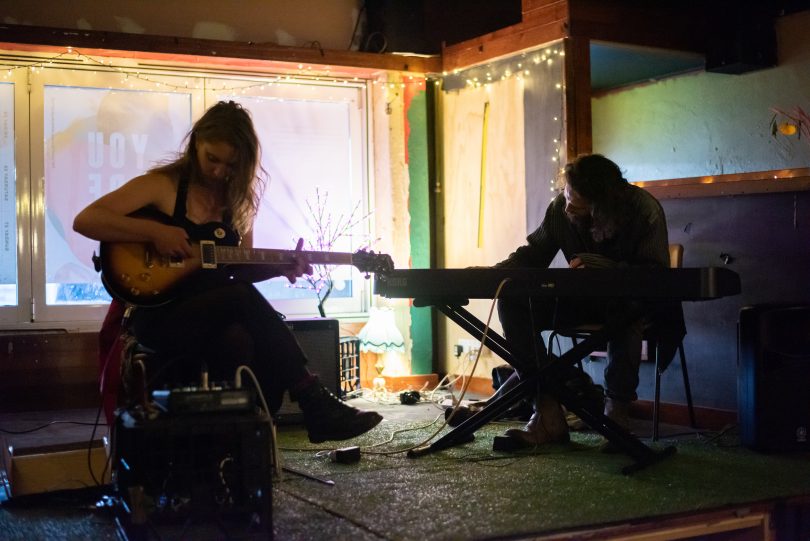 Musicians playing in room