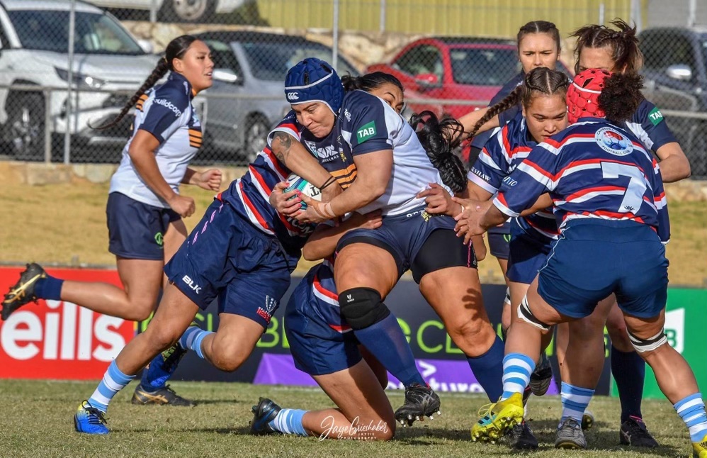 Louise Burrows playing for the Brumbies in the W League