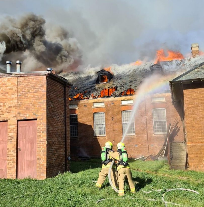Kenmore Hospital on fire