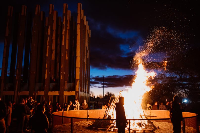 Fire burning at LESS Solstice event