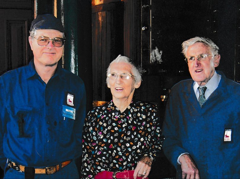 Ian McCormack, Bruce Macdonald and Dot Macdonald at Goulburn Historic Waterworks Museum in 2008
