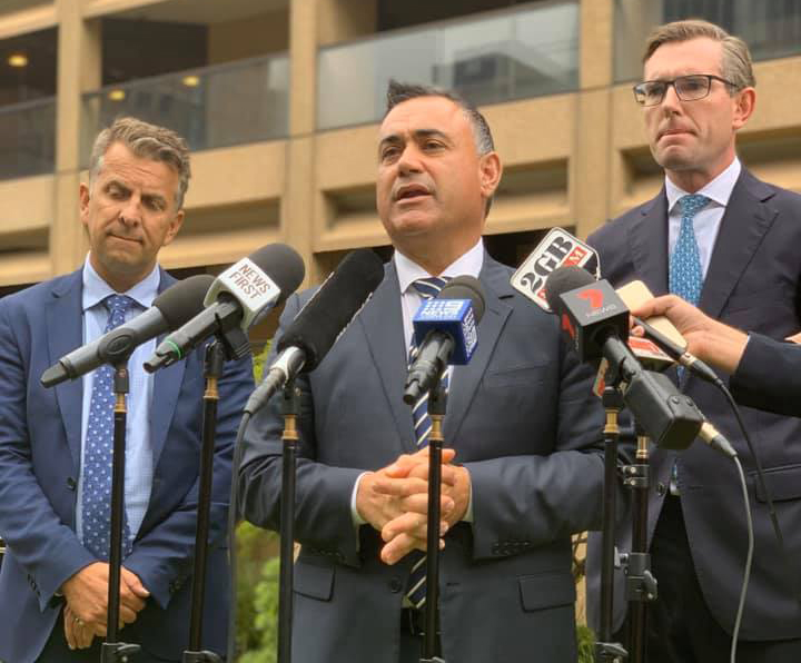 Jon Barilaro with Andrew Constance and Dominic Perrotet