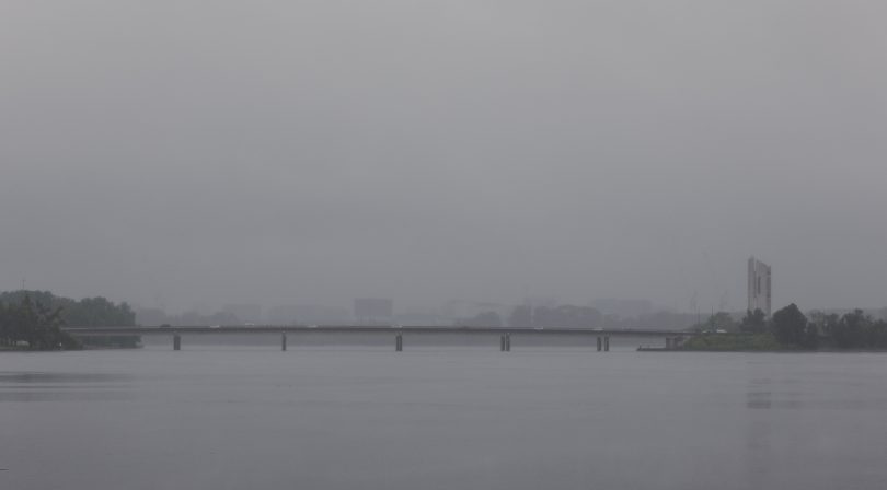 Heavy rain over bridge