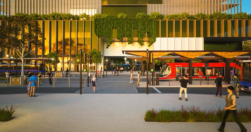 Artist's impression of light rail interchange Woden