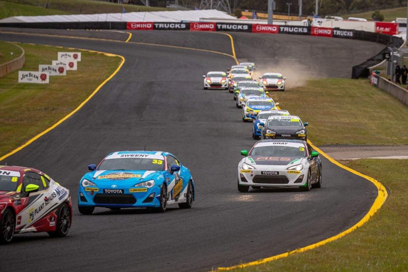 Cars racing in the Toyota Gazoo Racing Australia 86 Series