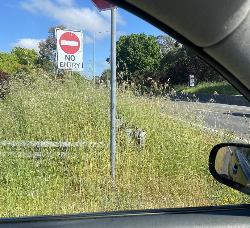 Grass at the Barton Highway/Gold Creek intersection