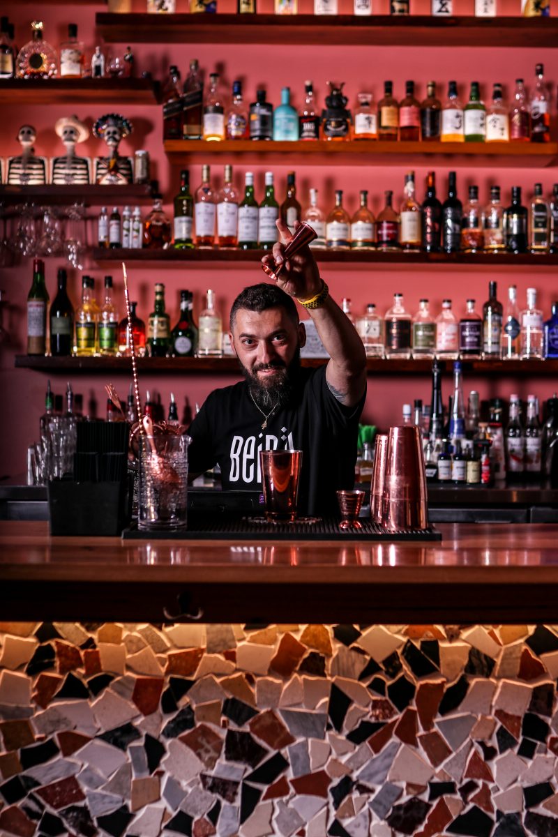 Soumi behind the bar at Bar Beirut