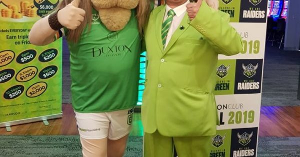 Footy superfan to ditch famous lime green suit for exhibition celebrating 40 years of the Canberra Raiders