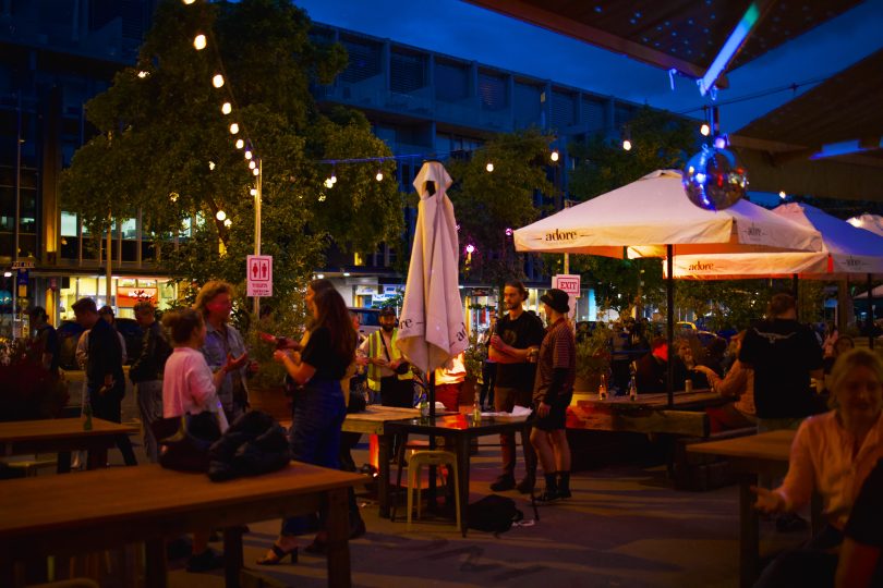 Partygoers in Lonsdale Street