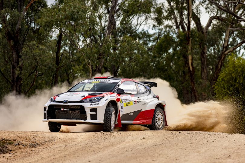 Harry Bates driving rally car