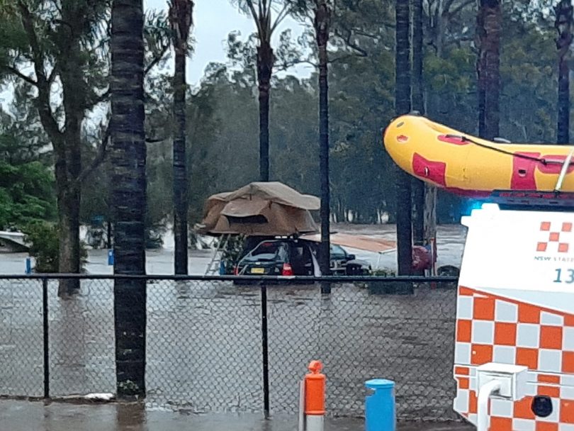 A flooded campsite at Nelligen