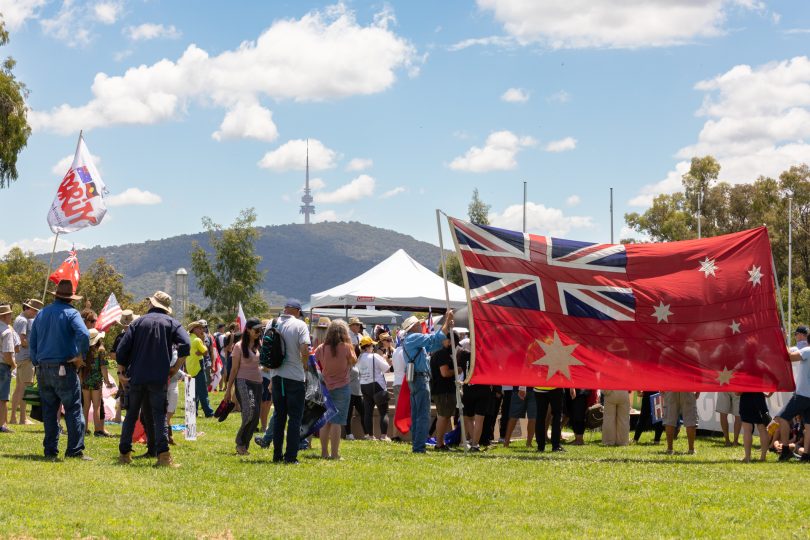 Protestors at Australian Parliament House