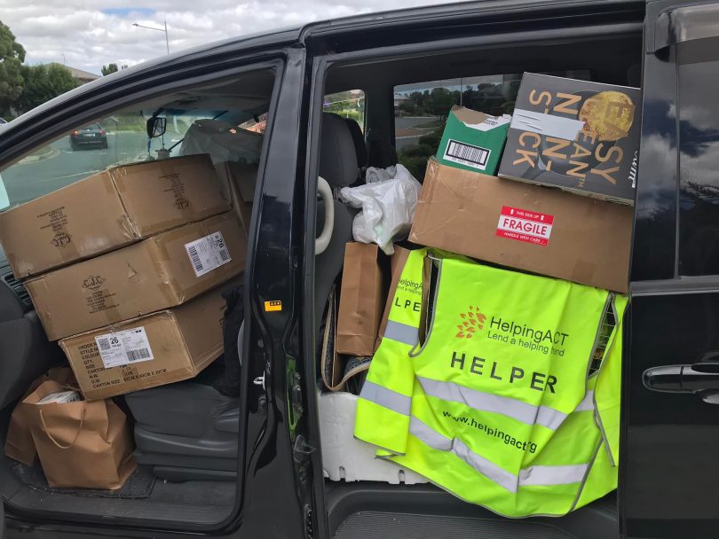 Donated goods in car