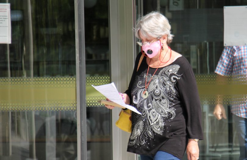 Woman leaving court