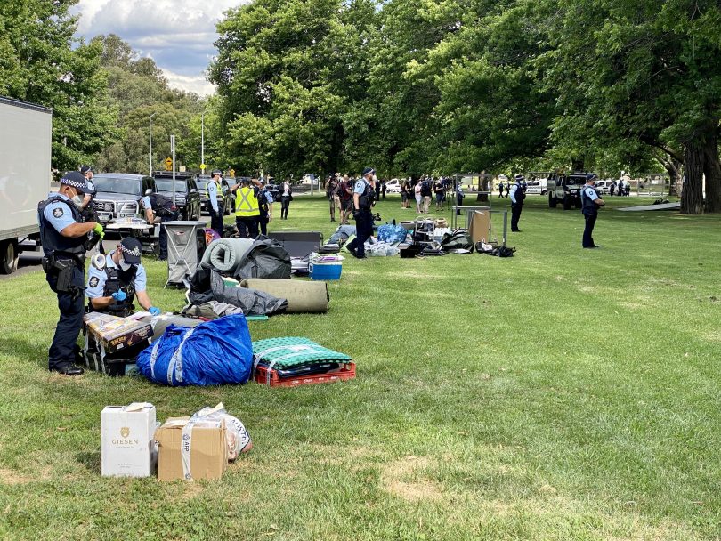 Police seizing equipment this afternoon