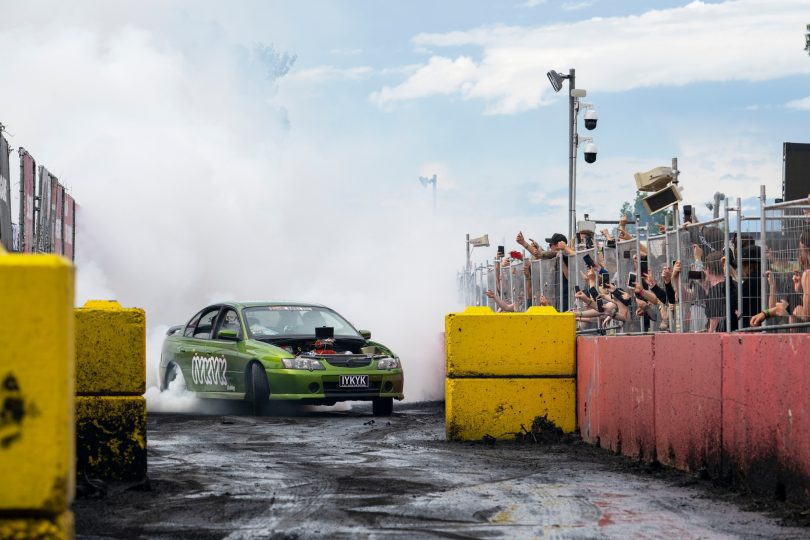 car doing burnout