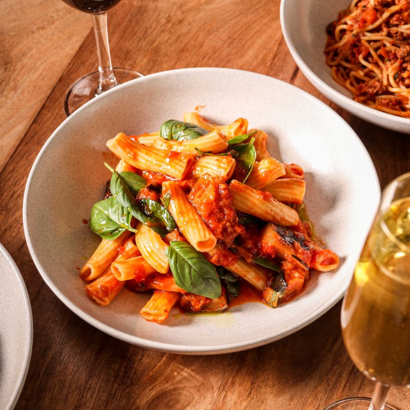 Eggplant, chilli and basil rigatoni dish from Dickson Taphouse