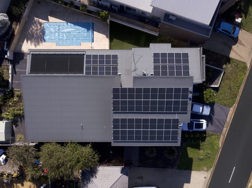 Roof of a house on which solar system is being installed