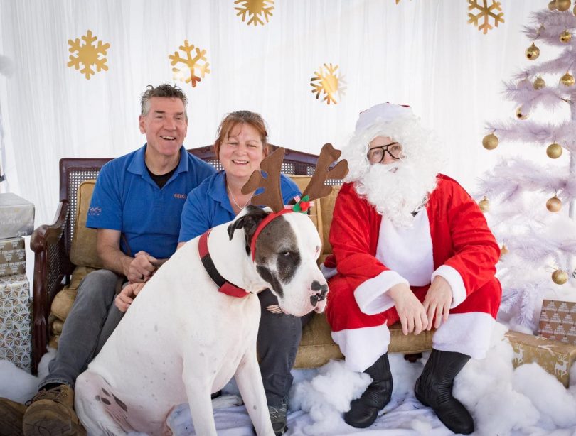 Belco Pets owners Drew and Alexis with Santa