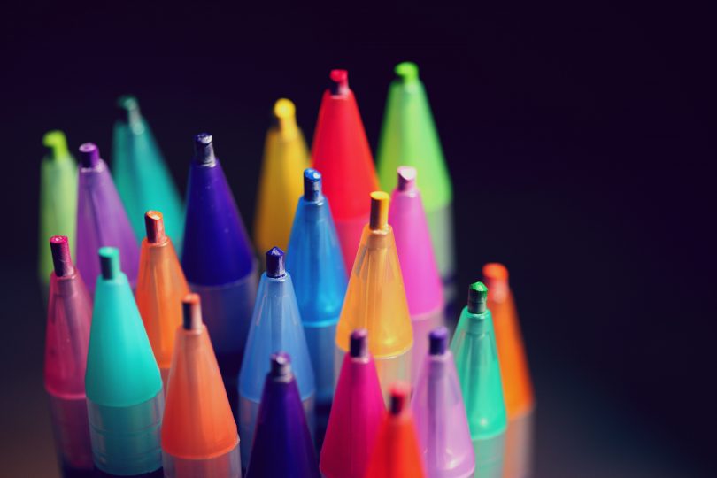 Multi-coloured pens