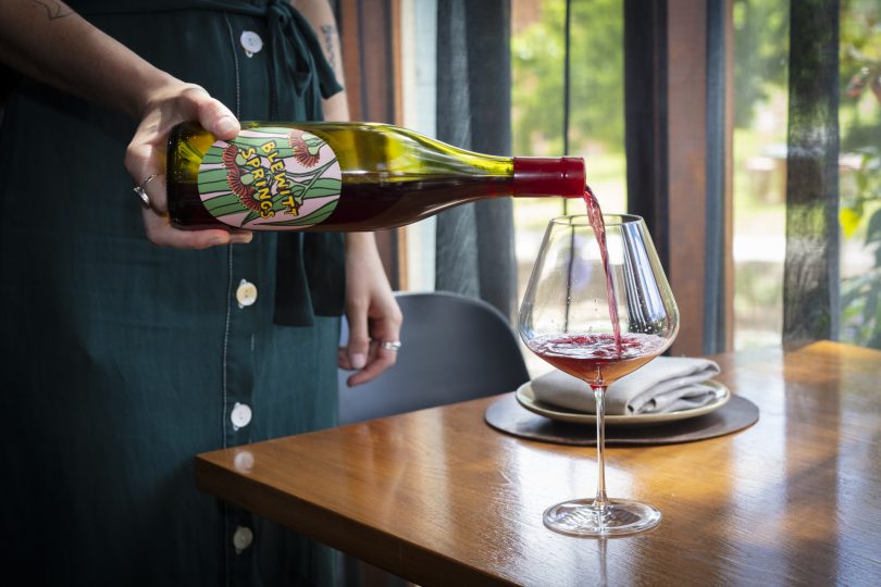 Wine pouring into a glass