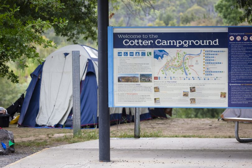 Cotter Campground sign