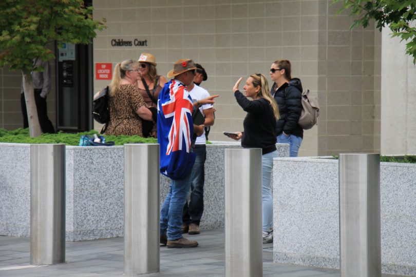 Protestors at court