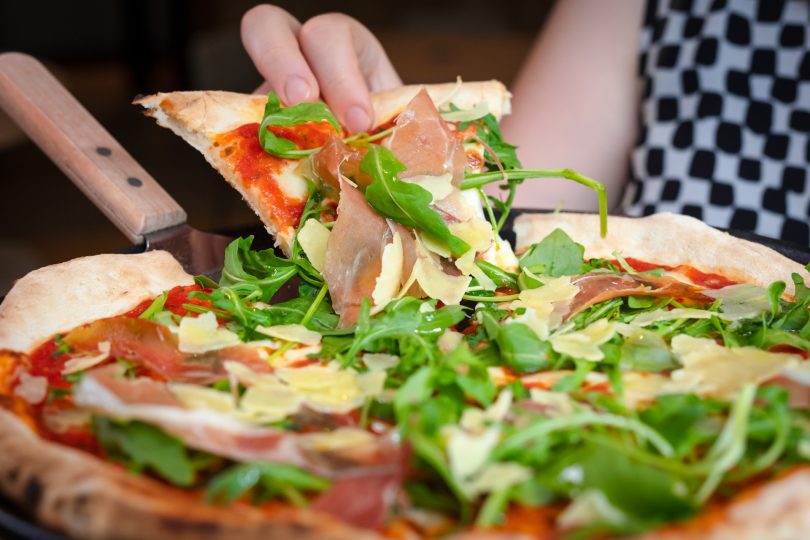 Proscuitto rucola and grana pizza