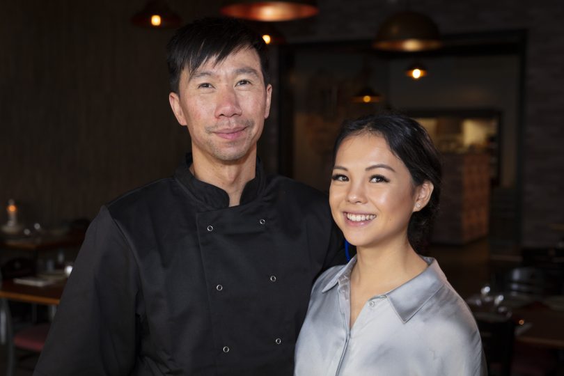 Man and woman in a restaurant