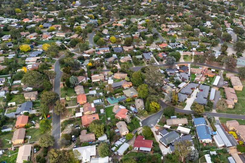 Aerial shot of houses